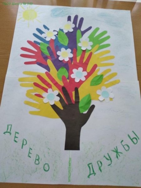Коллективный коллаж дерево дружбы