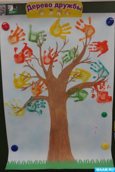 Коллективный коллаж дерево дружбы