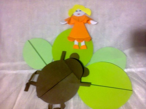 Аппликация Дюймовочка из бумаги