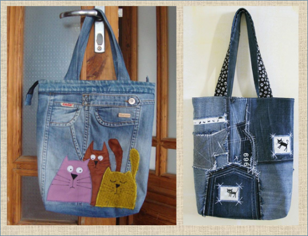 Джинсовые сумки с котами