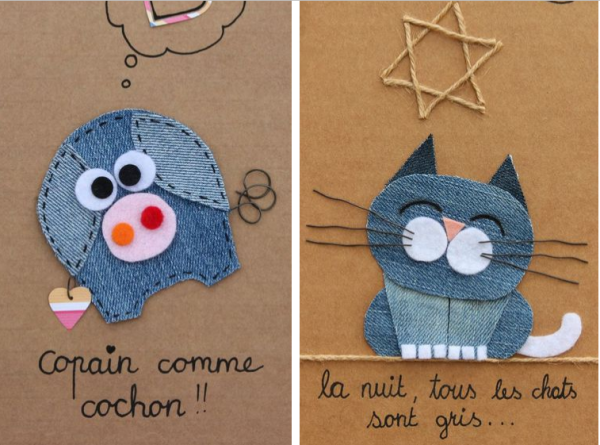 Аппликация из ткани джинс