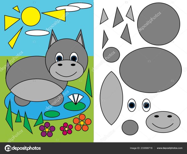 Аппликация из геометрических фигур для детей