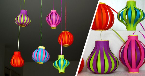 Новогодние фонарики из бумаги