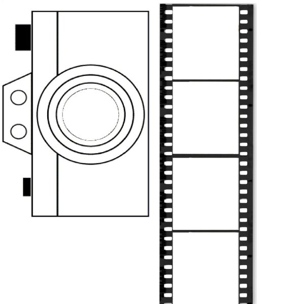 Фотоаппарат из бумаги с кадрами