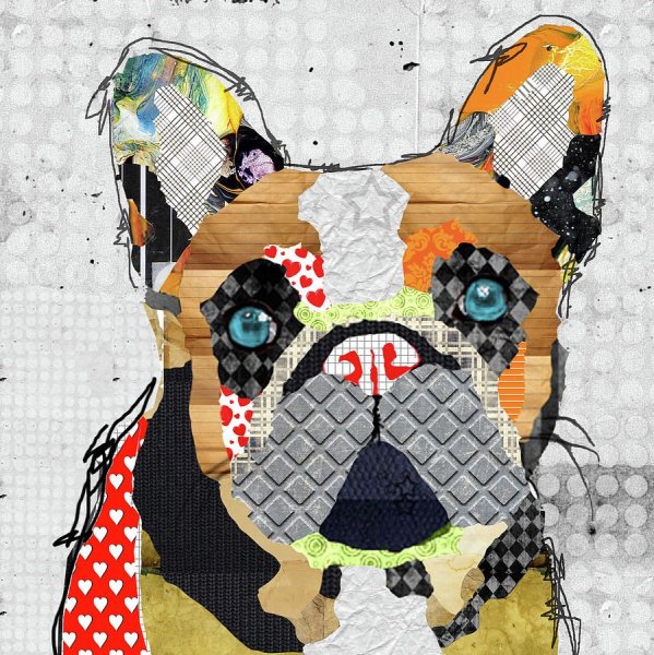Лоскутная вышивка французский бульдог