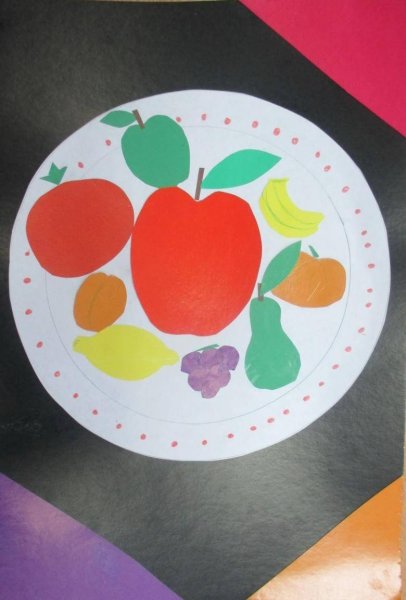 Аппликация фрукты на тарелке