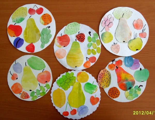Аппликация фрукты на тарелке