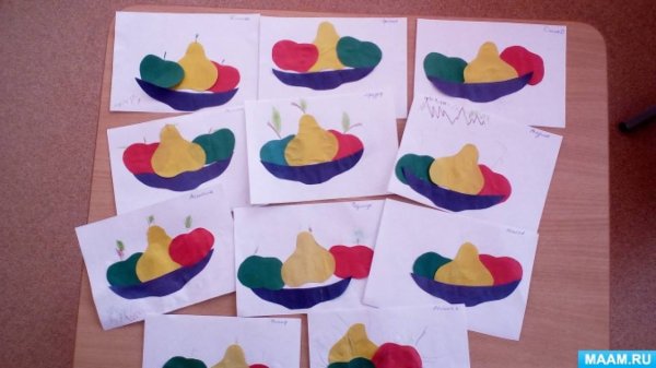 Аппликация в средней группе на тему фрукты