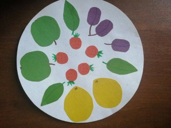 Аппликация фрукты на тарелочке