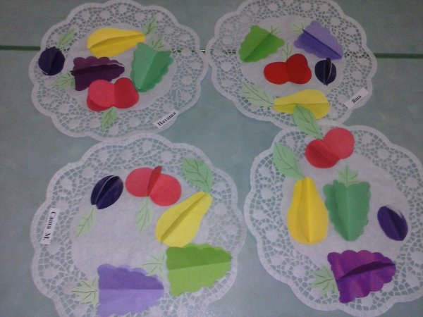 Аппликаия. Тема: «овощи на тарелке» средняя группа