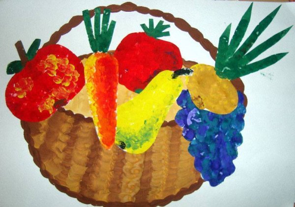 Аппликация фрукты на тарелке