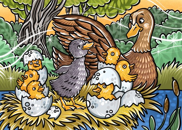 Встреча гадкого утенка с утками