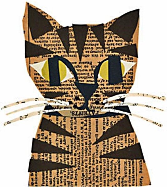Кот из газеты аппликация
