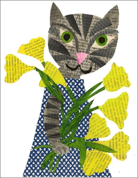 Кот из газеты аппликация