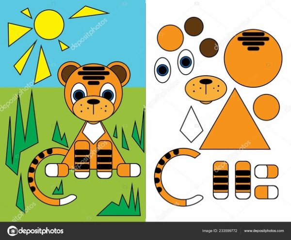 Аппликация из геометрических фигур сложные