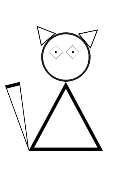 Аппликация кошка из геометрических фигур