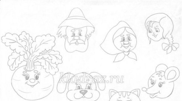 Сказка Репка пальчиковый театр для вырезания