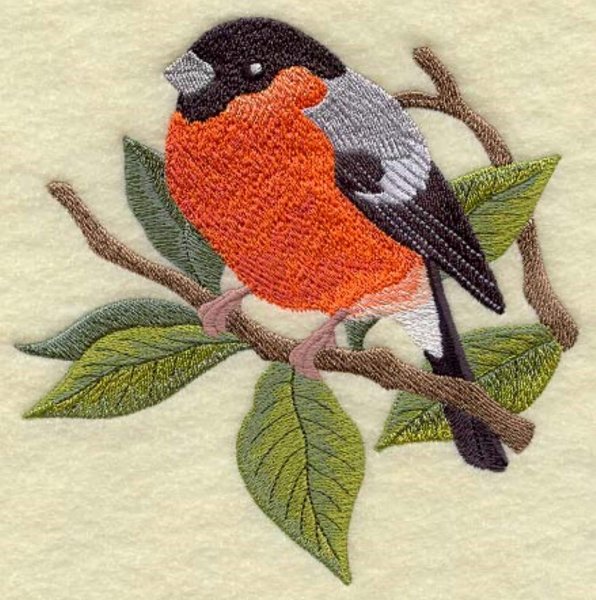 Снегирь гладью