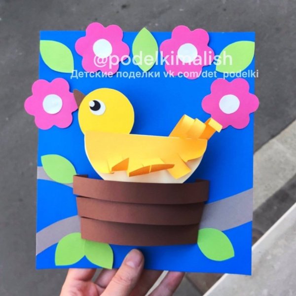 Поделка гнездо с птичками
