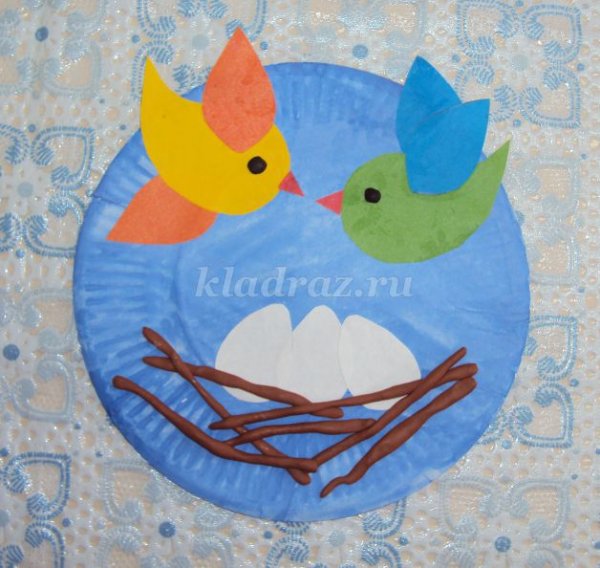 Аппликация птичка в гнезде
