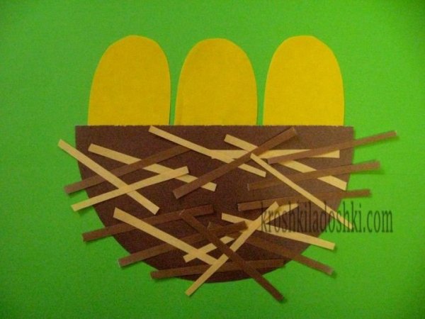 Аппликация птенчики в гнезде