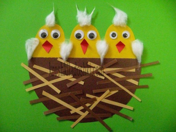 Аппликация птенцы в гнезде