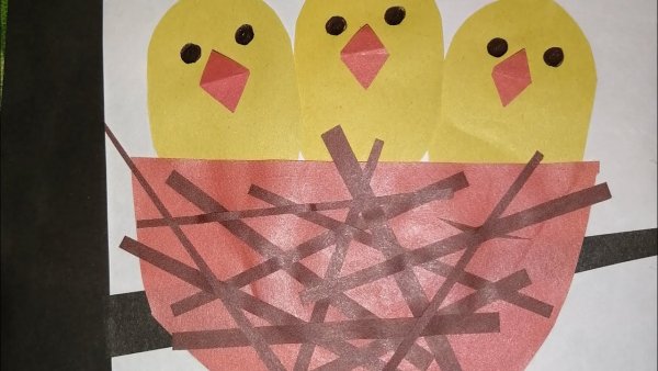 Птенцы в гнезде поделка из бумаги