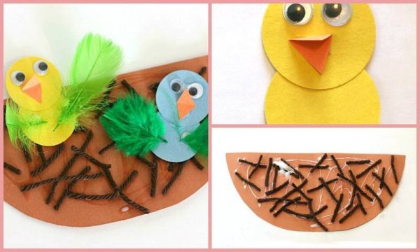 Аппликация птенцы в гнезде