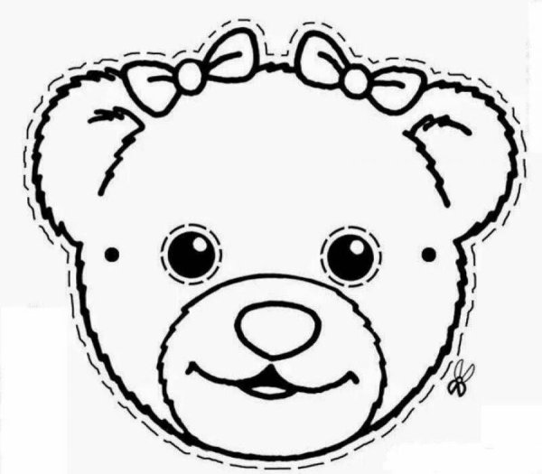 Медведь маска раскраска для детей