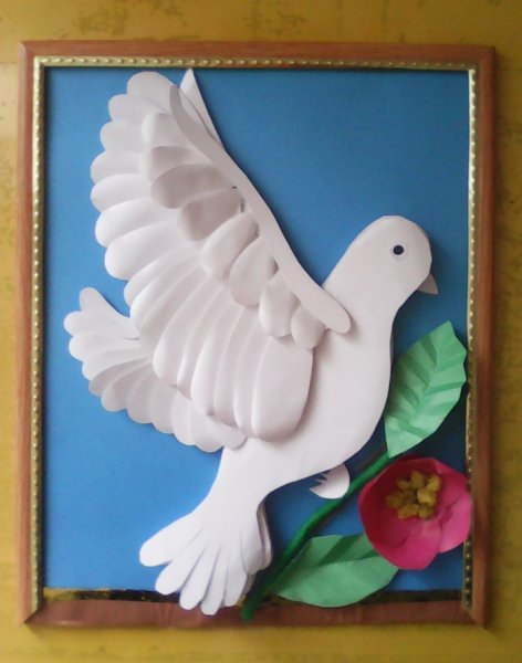 Голубь аппликация объемная