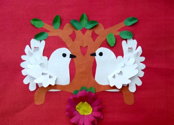 Голубь аппликация объемная