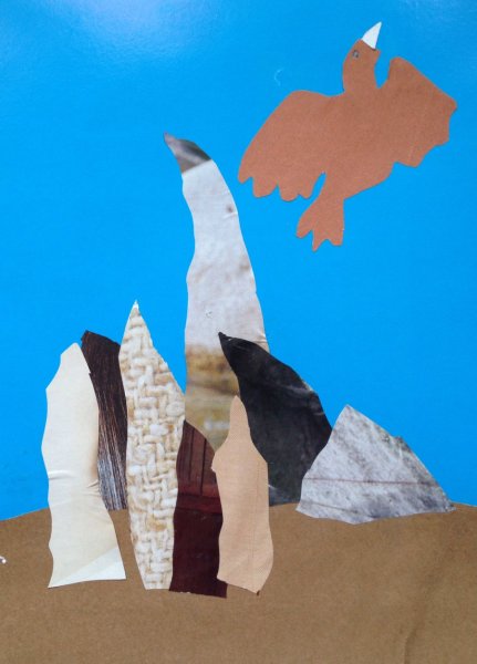 Аппликация горы из бумаги