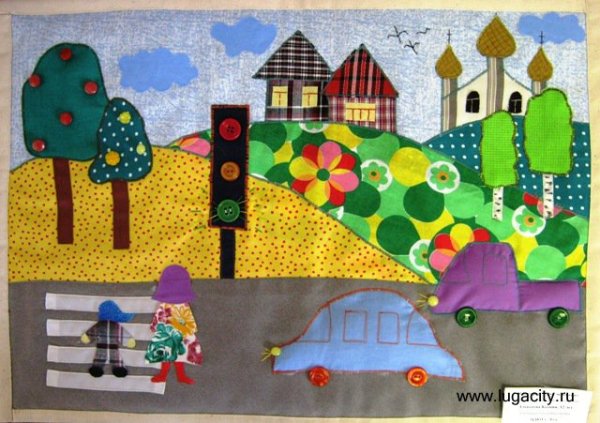 Аппликация город из цветной бумаги