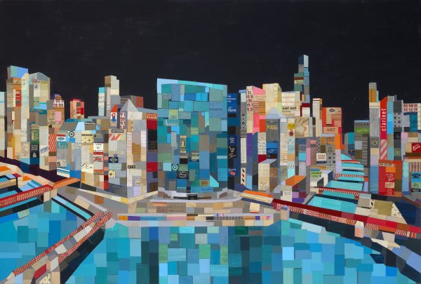 Коллаж из бумаги город