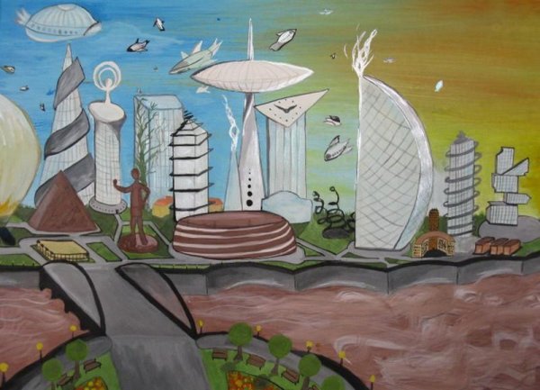 Город будущего рисунок
