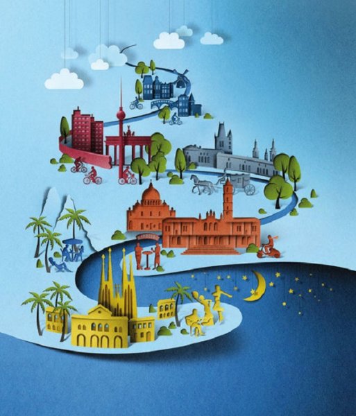 Многослойная аппликация город