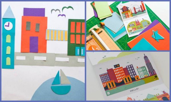 Город аппликация из бумаги