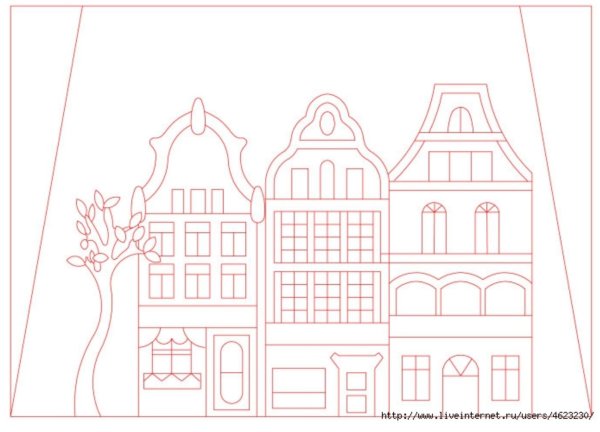 Аппликация домики из ткани