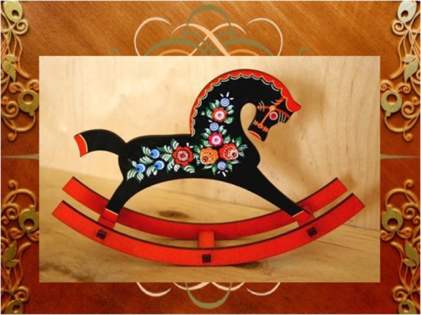Игрушка конь качалка Городецкая роспись