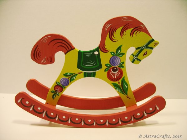 Пермогорская роспись лошадка качалка