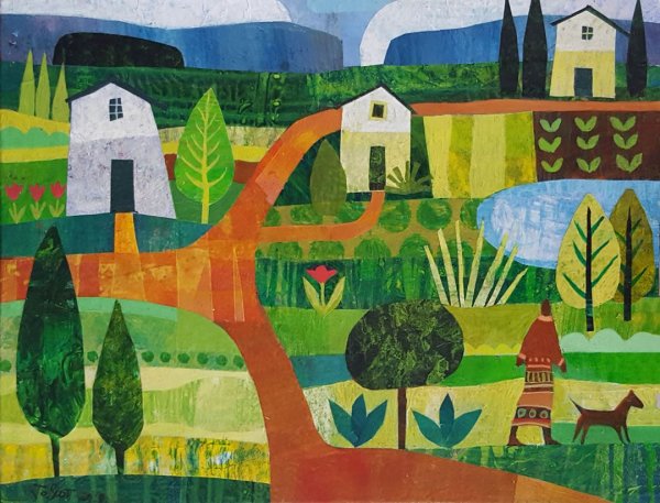 Пейзаж в технике аппликации