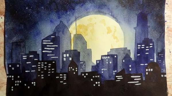 Рисование ночной город