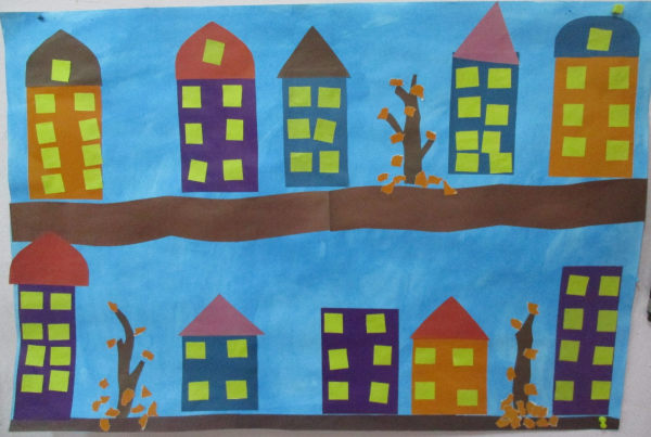 Аппликация на тему город