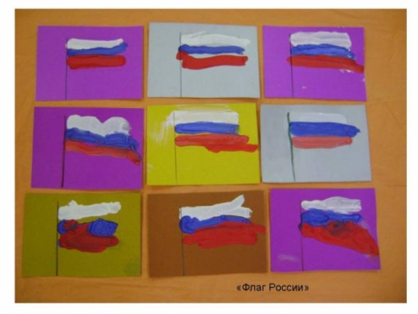 Рисование российского флага в младше-средней группе