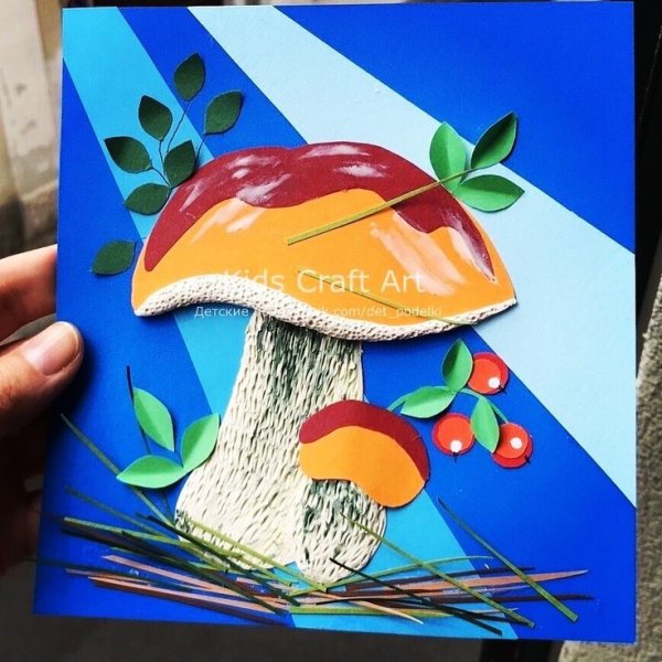 Аппликация осенний гриб