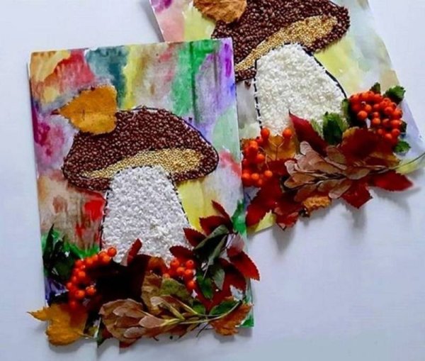 Поделка из крупы на осеннюю тему