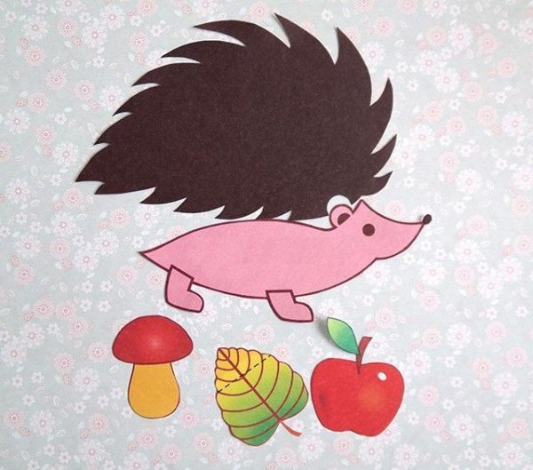 Аппликация Ёжик из цветной бумаги