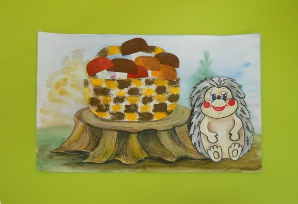 Рисование в средней группе корзина с грибами