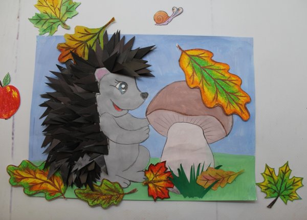 Осенний Ежик аппликация из бумаги