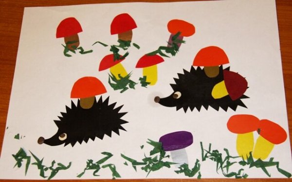 Аппликация Ежик в младшей группе